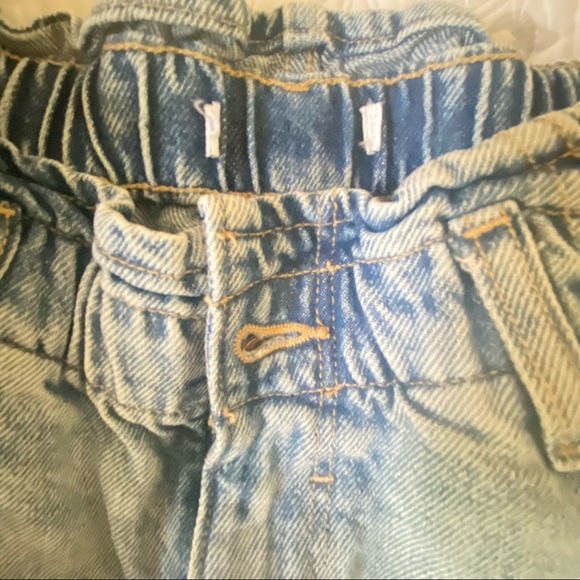 Zara 90’s distressed denim shorts frayed edges elastic waist zip button fly - Picture 7 of 7